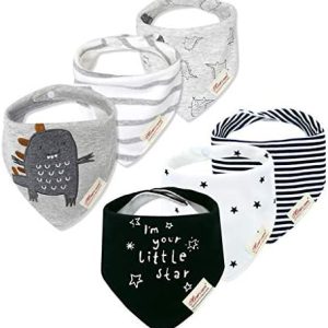 6 Pezzi Bavaglino Bambino Neonato Bandana Assorbente Bambini Bavaglini Morbido in Cotone Regolabile con Bottoni a Pressione 0-3 anni