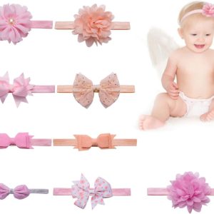 HBselect Fascia Capelli Neonata Accessori Capelli Bambina 9 Pezzi Elastici Fascette Neonata Nastri Capelli con Fiocchi Multicolori